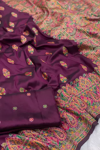 Wine Color Premium Pashmina Silk Saree