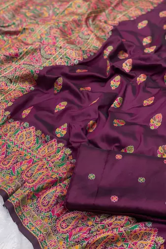 Wine Color Premium Pashmina Silk Saree