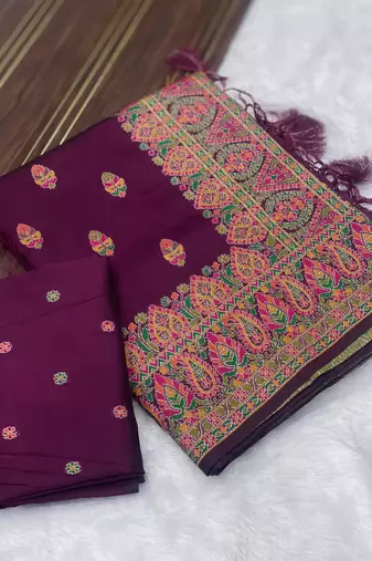 Wine Color Premium Pashmina Silk Saree