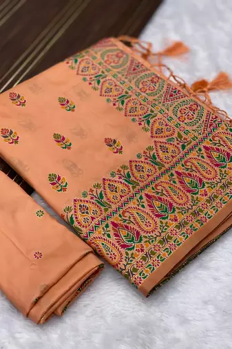 Peach Color Premium Pashmina Silk Saree