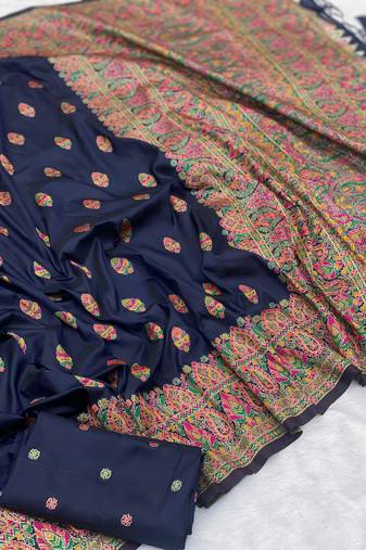 Navy Blue Color Premium Pashmina Silk Saree