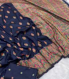 Navy Blue Color Premium Pashmina Silk Saree