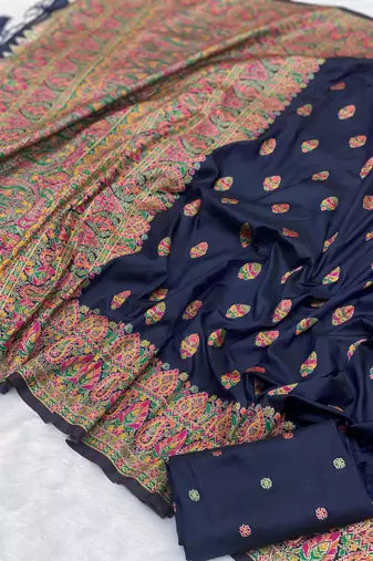 Navy Blue Color Premium Pashmina Silk Saree
