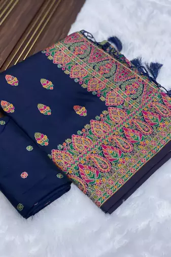 Navy Blue Color Premium Pashmina Silk Saree