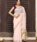Ligth pink plan cotton saree casual wear saree with blouse