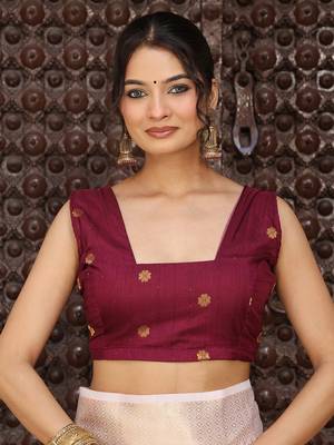 Ligth pink plan cotton saree casual wear saree with blouse 4