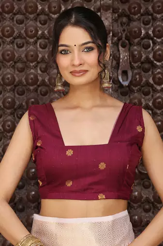 Ligth pink plan cotton saree casual wear saree with blouse