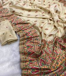 Cream Color Premium Pashmina Silk Saree