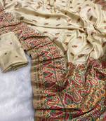 Cream Color Premium Pashmina Silk Saree