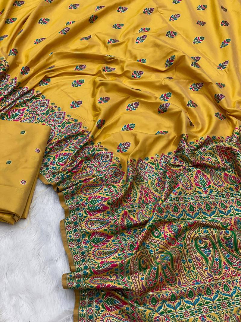 Yellow Color Premium Pashmina Silk Saree