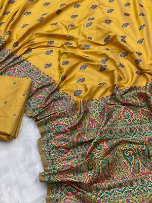 Yellow Color Premium Pashmina Silk Saree 1