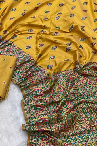 Yellow Color Premium Pashmina Silk Saree