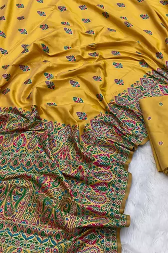 Yellow Color Premium Pashmina Silk Saree