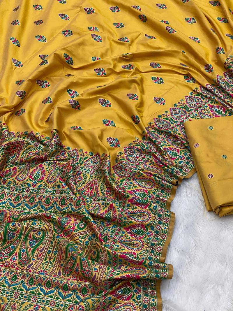 Yellow Color Premium Pashmina Silk Saree