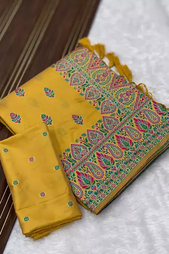Yellow Color Premium Pashmina Silk Saree