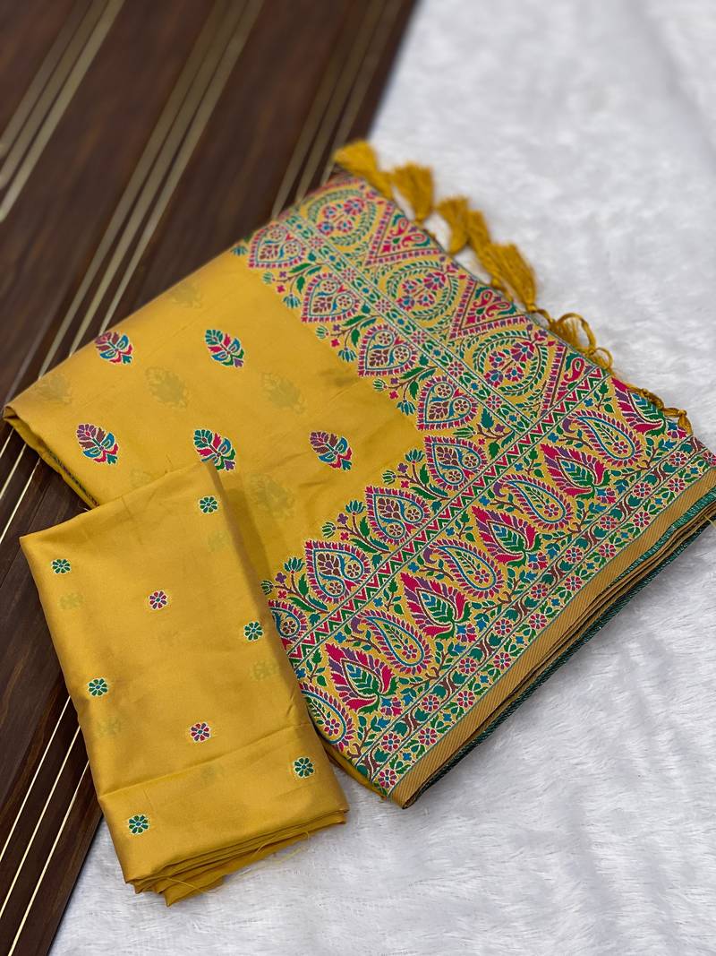 Yellow Color Premium Pashmina Silk Saree