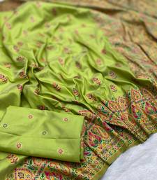 Parrot Green Color Premium Pashmina Silk Saree