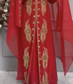  Red Designer Stitched Kaftan with Heavy Handwork Golden Hand Embroidery & Matching Belt