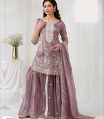 Lavender crush georgette Embroidered Salwar suit