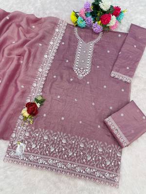 Lavender crush georgette Embroidered Salwar suit 2