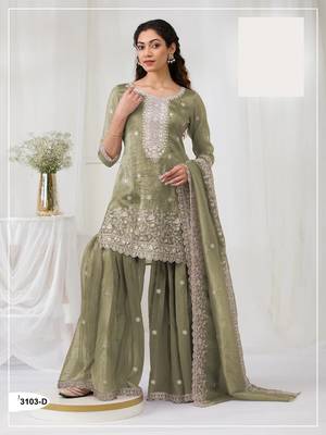 Light green crush georgette Embroidered Salwar suit 1