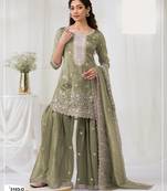 Light green crush georgette Embroidered Salwar suit