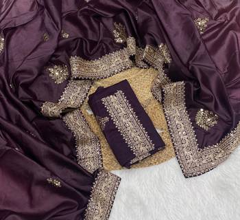 Plum Color Wedding Wear Gold Silk Crush Saree 2
