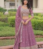 Designer Faux Georgette With Sequins & Zari Multi Embroidered Lehenga set with choli and dupatta