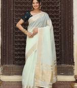Ligth green plan cotton saree casual wear saree with blouse