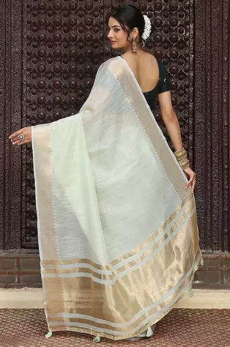 Ligth green plan cotton saree casual wear saree with blouse
