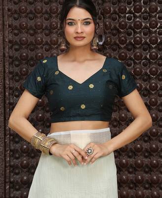 Ligth green plan cotton saree casual wear saree with blouse 4