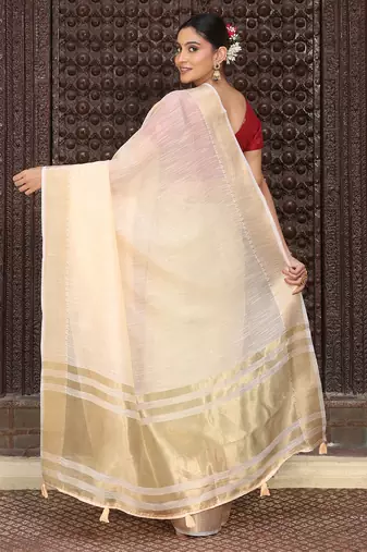 Ligth orange plan cotton saree casual wear saree with blouse