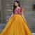 Maslin   Chinon Embroidered Readymade Gown     Mustard | 56" Length | Festive & Traditional Wear