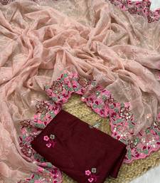 Pink Color Party Wear Soft Organza Saree