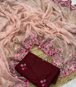 Pink Color Party Wear Soft Organza Saree