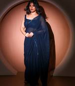 Blue georgette saree