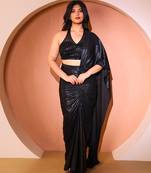 Black net saree