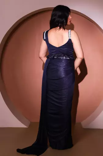 Blue lycra saree