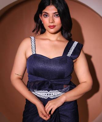 Blue lycra saree 4