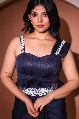 Blue lycra saree