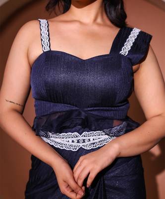 Blue lycra saree 5