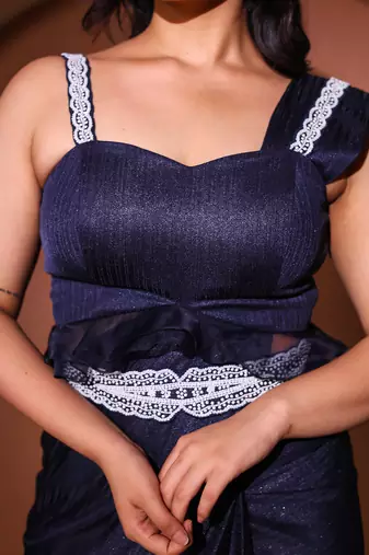 Blue lycra saree