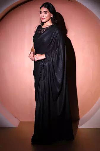 Black georgette saree