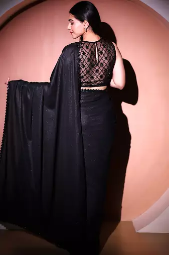 Black georgette saree
