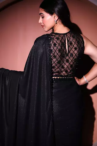 Black georgette saree