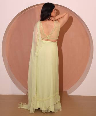 Green chiffon saree 2