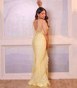 Yellow chiffon saree