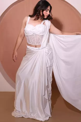 White net saree