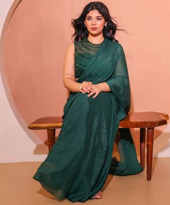 Green net saree 1