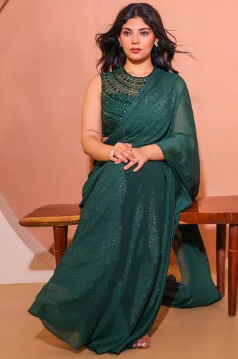 Green net saree